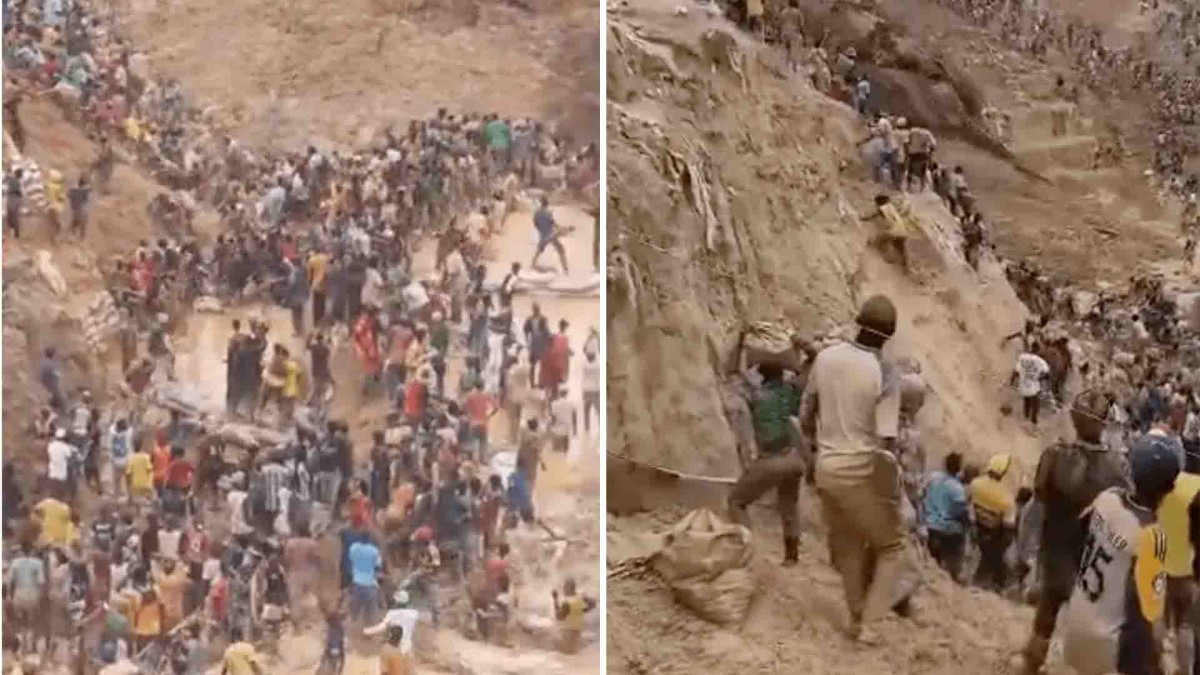 Momento en que colapsa mina de oro sobre mineros artesanales en República Centroafricana, dejando 100 muertos