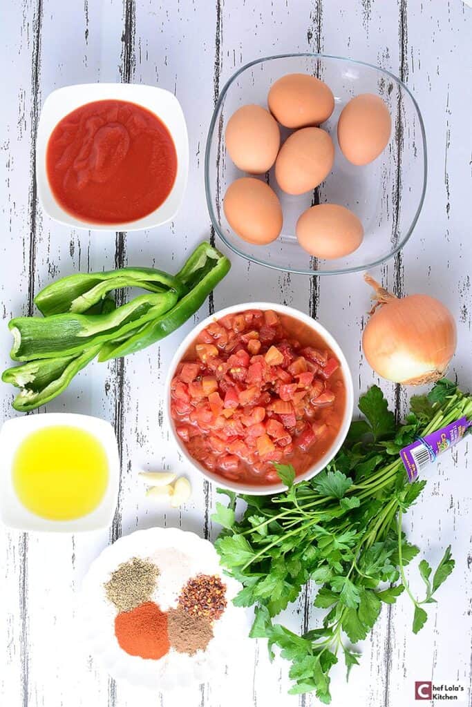 Ingredientes para hacer Shakshuka