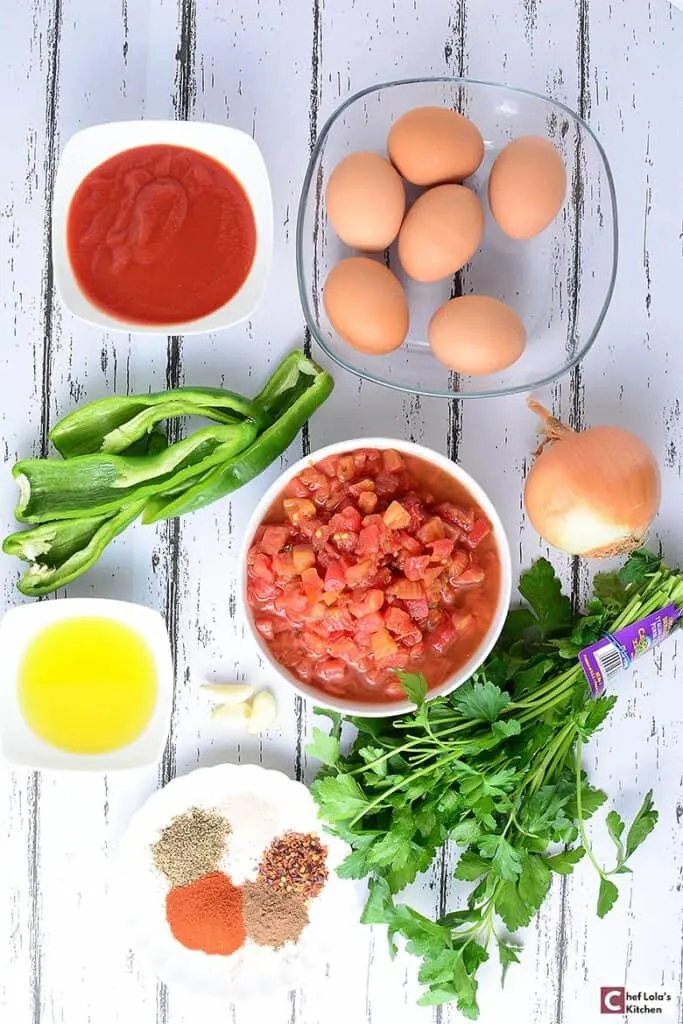 Ingredientes para hacer Shakshuka