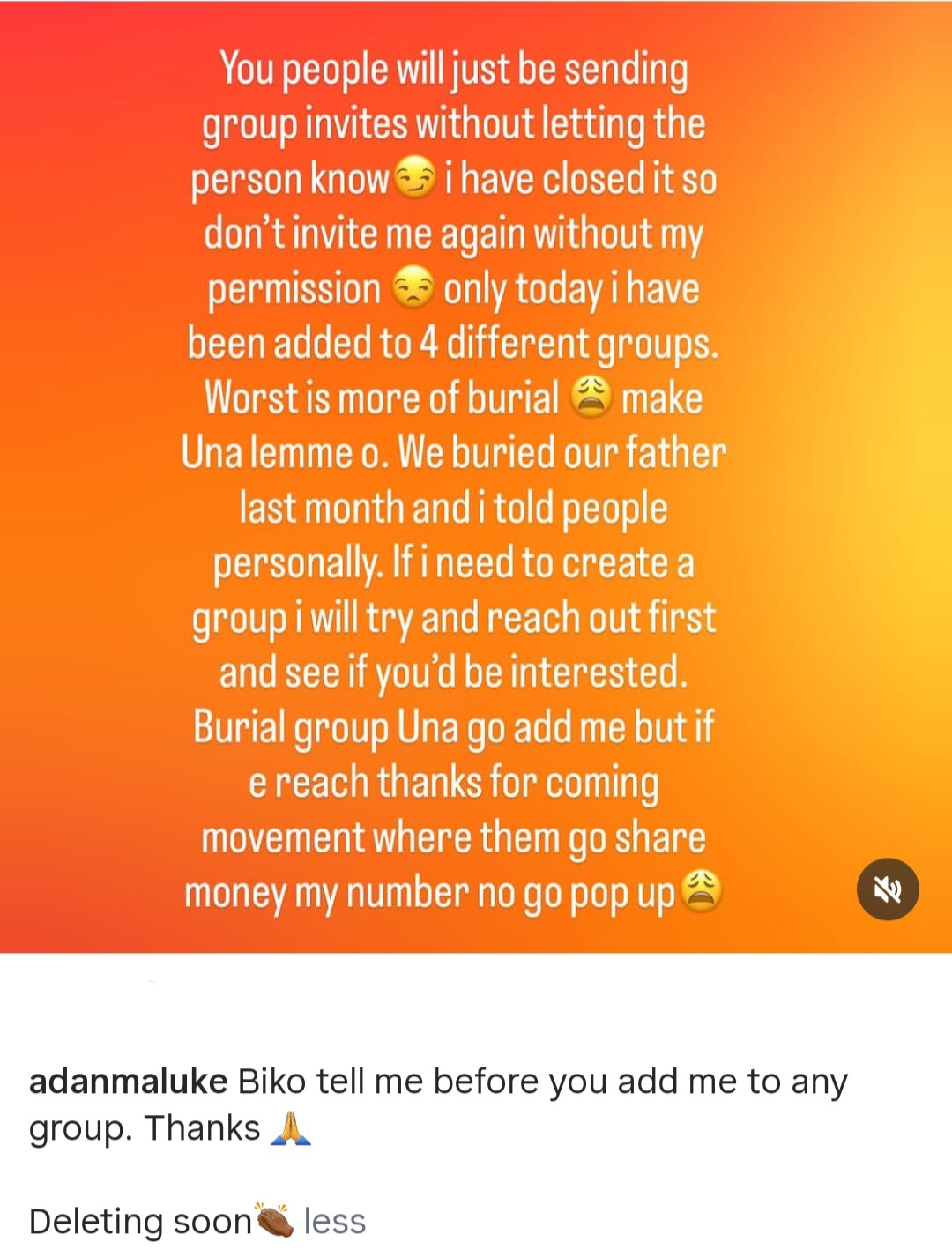 La actriz Adanma Luke llama la atención de las personas que la agregan a grupos funerarios pero se olvidan de agregarla