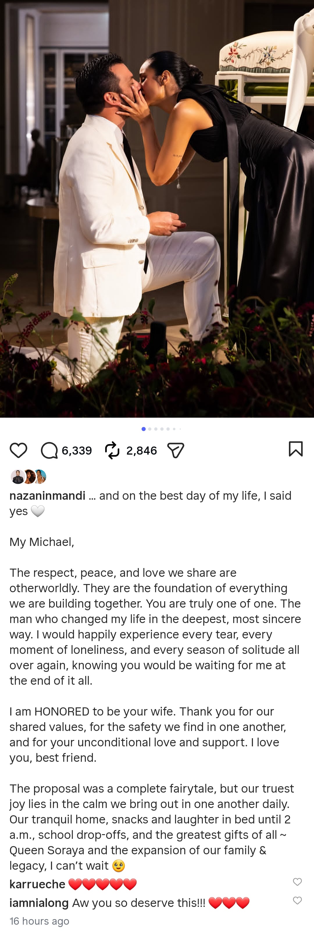 Nazanin Mandi, exesposa del cantante Miguel, está comprometida