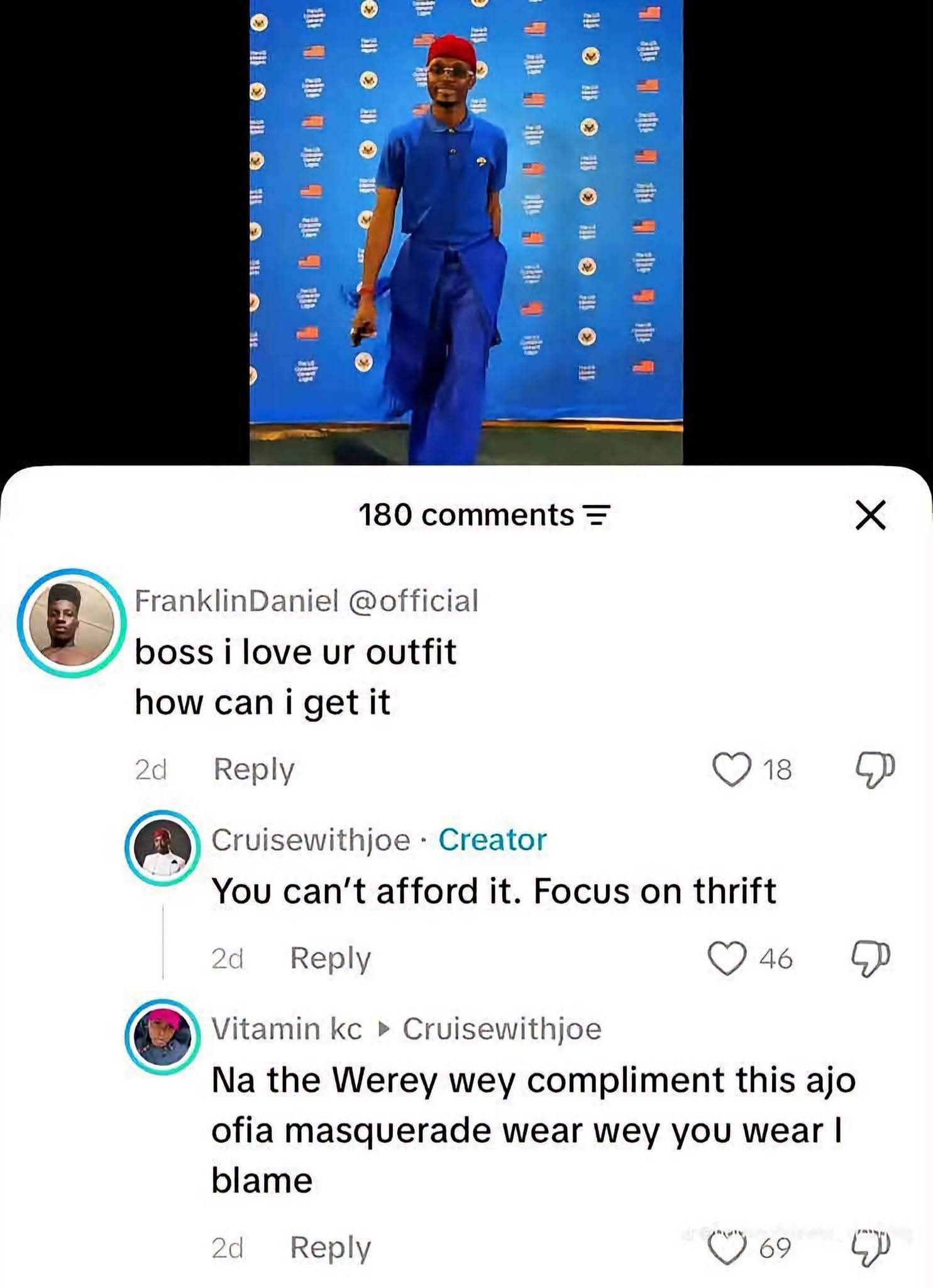 El creador de contenido de Cruise With Joe enfrenta una reacción violenta por un comentario grosero hecho a un fan que admiraba su atuendo