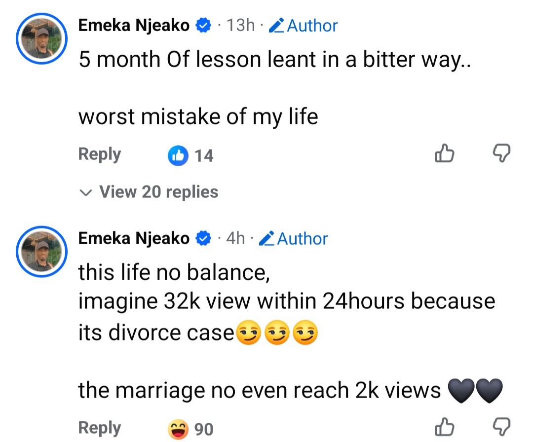 "Mi historia es como una película de Nollywood." Hombre advierte al anunciar divorcio pocos meses después de casarse
