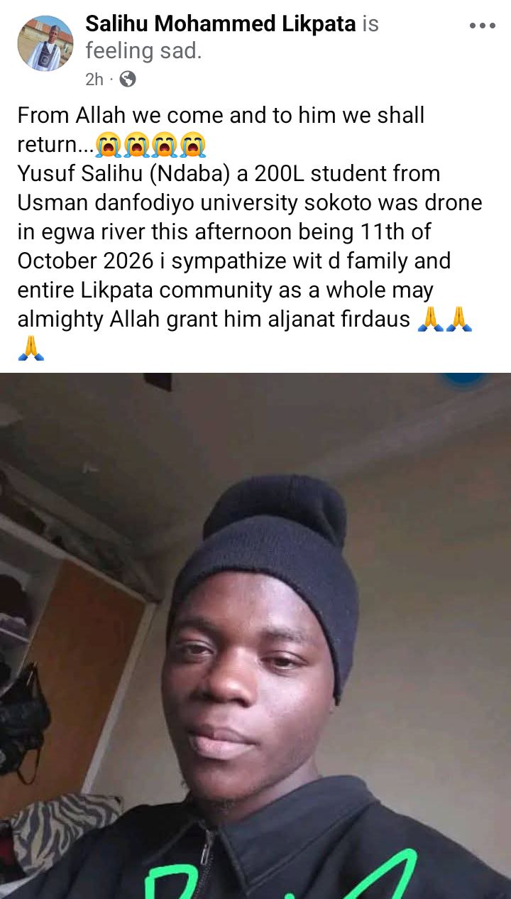 Según los informes, un estudiante de nivel 200 de Sokoto Varsity se ahoga en el río Kwara mientras regresaba de la granja