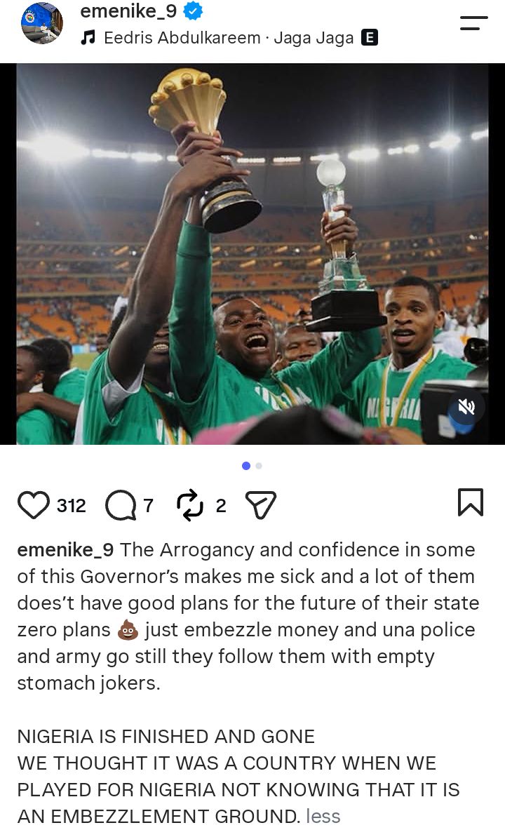 Nigeria es un caldo de cultivo para la malversación de fondos, dice el exfutbolista Emmanuel Emenike mientras denuncia a los gobernadores estatales