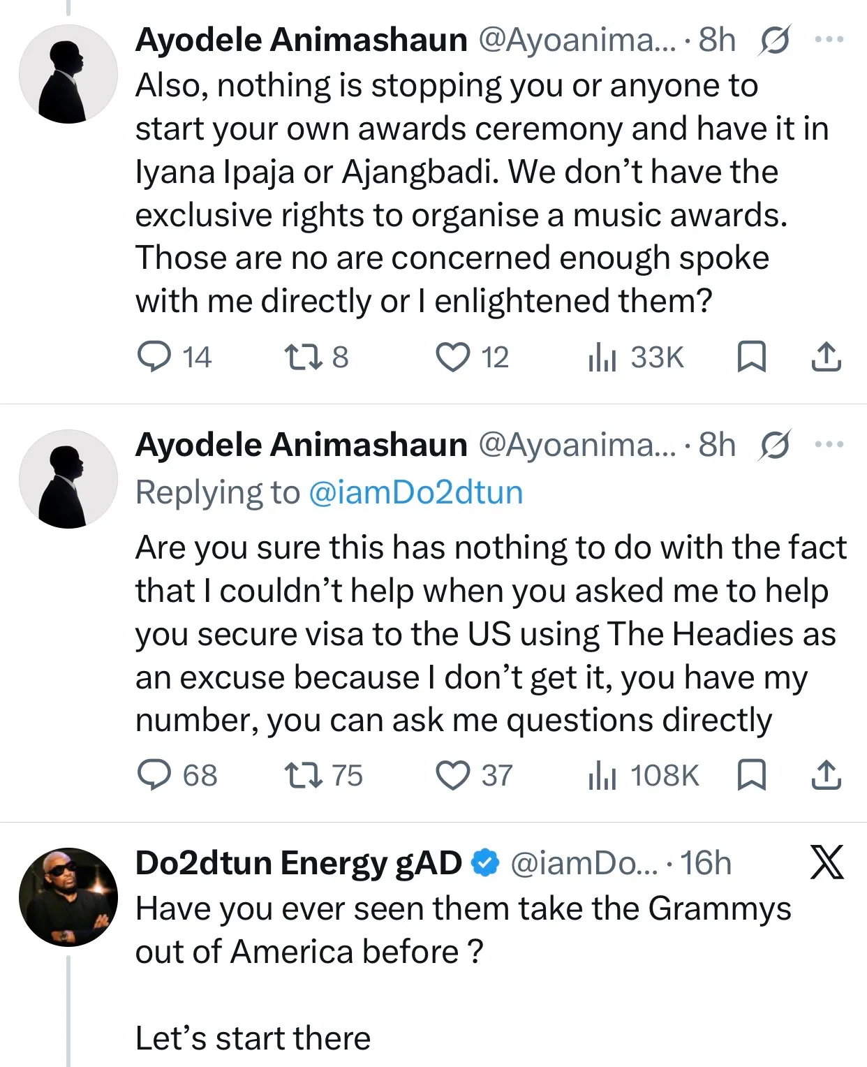 "Nunca fue por Visa, sino por la Justicia" - Do2dtun niega la afirmación del fundador de Headies de que su reseña se refiere a una solicitud de visa