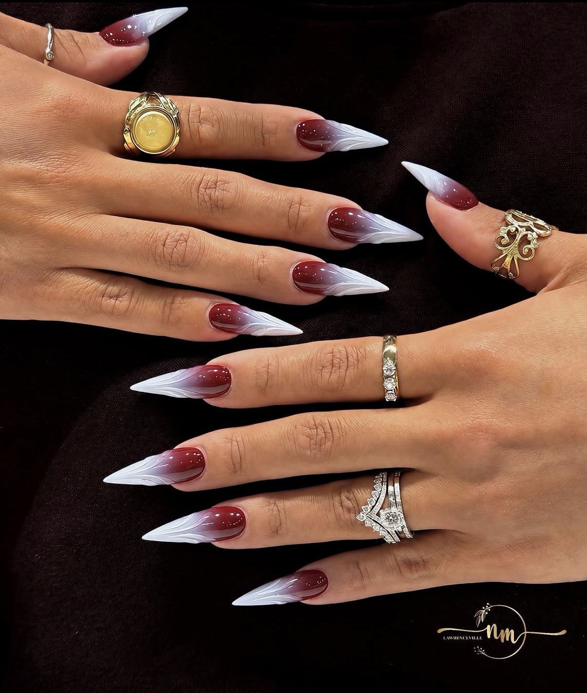 uñas de otoño burdeos