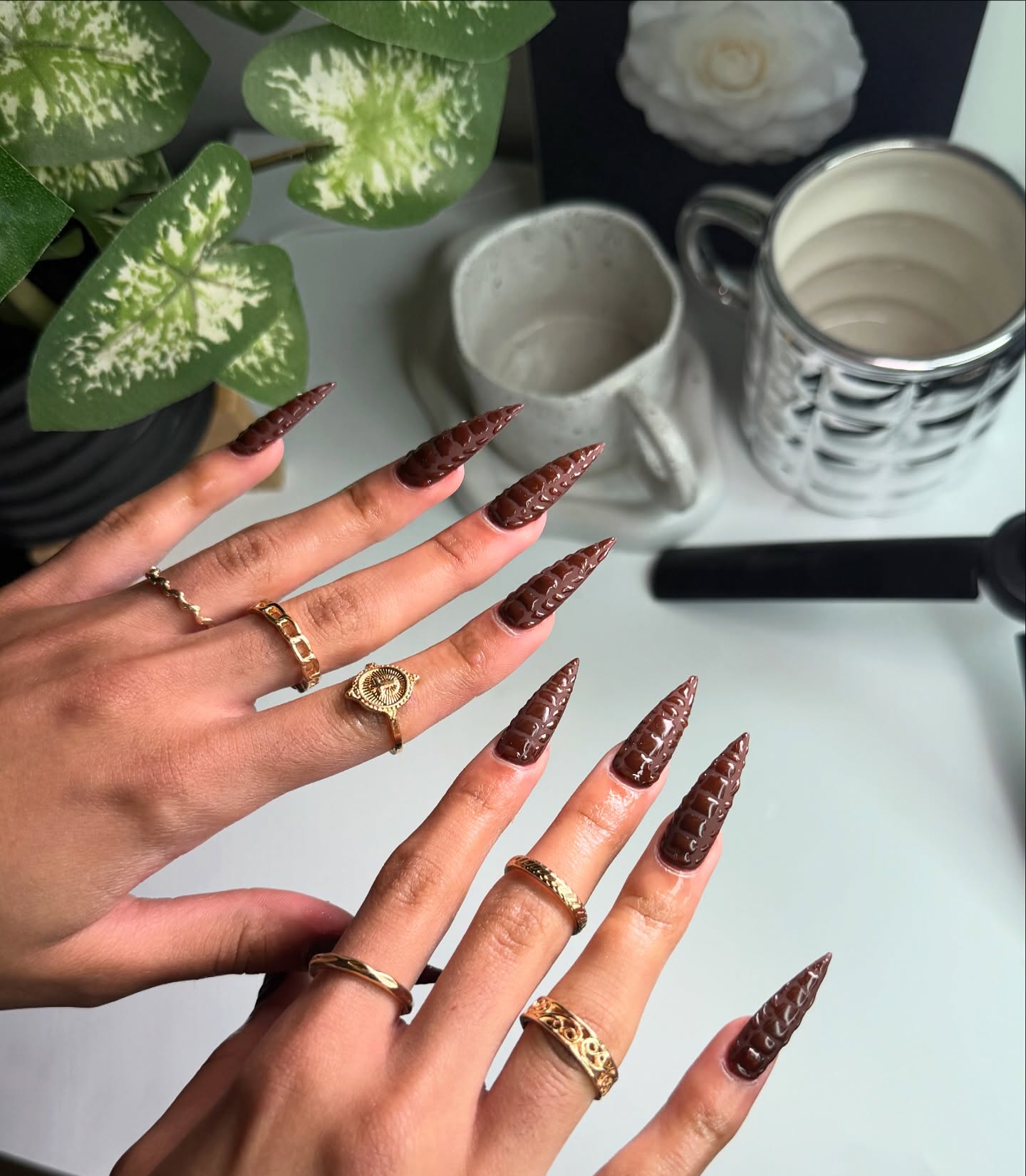 diseños de uñas color chocolate